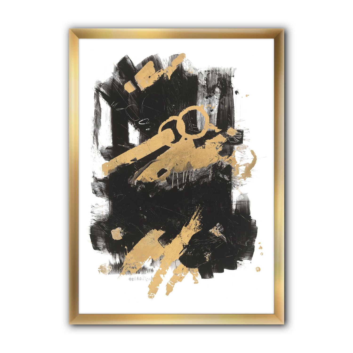 Designart Gold and Black drift I Framed Wall Art
