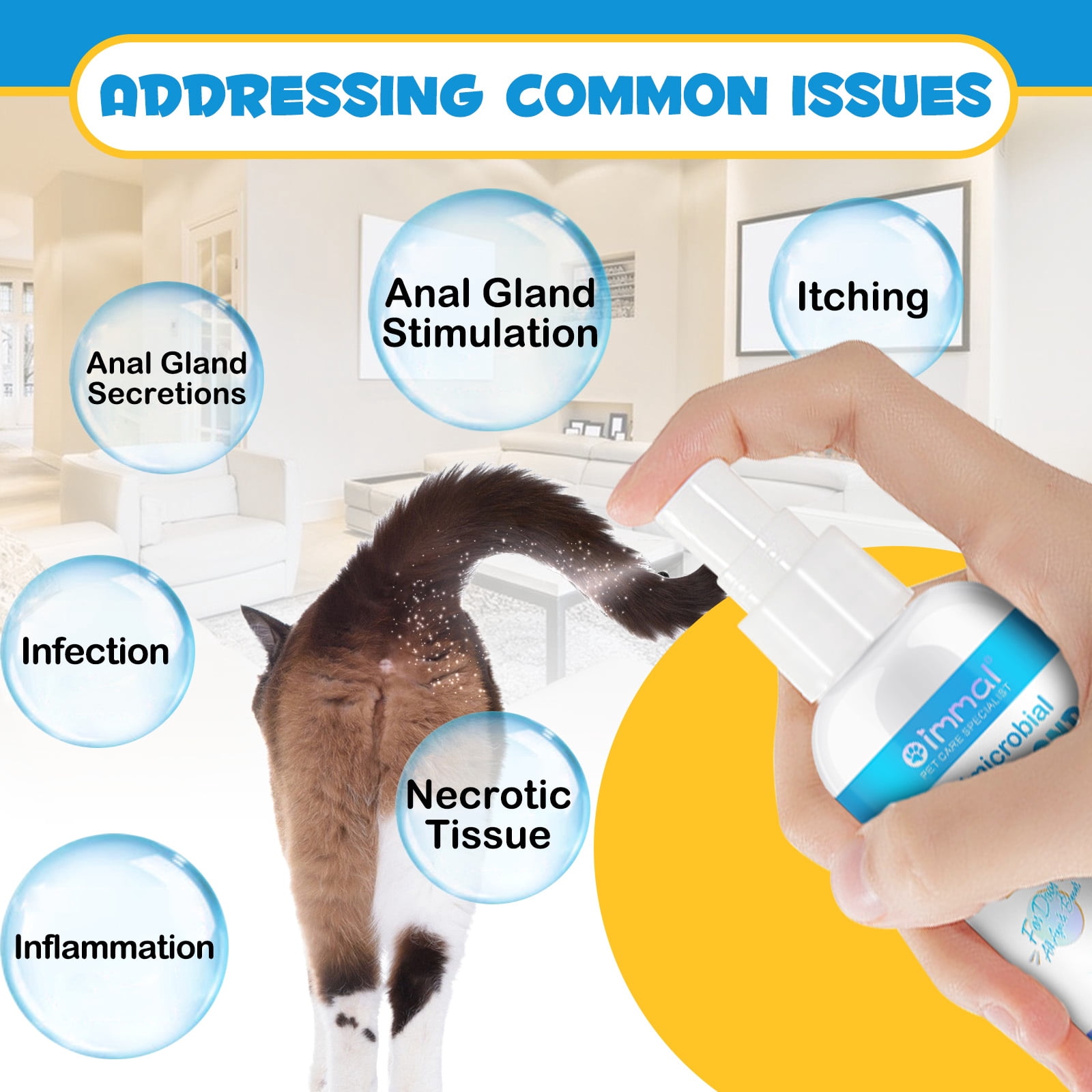 Oimmal Antimicrobial Anal Gland Spray for Cat, Anal Gland Support for Cats, Relieves Anal Gland Irritations and Soothes Itching - 8.8 Fl Oz