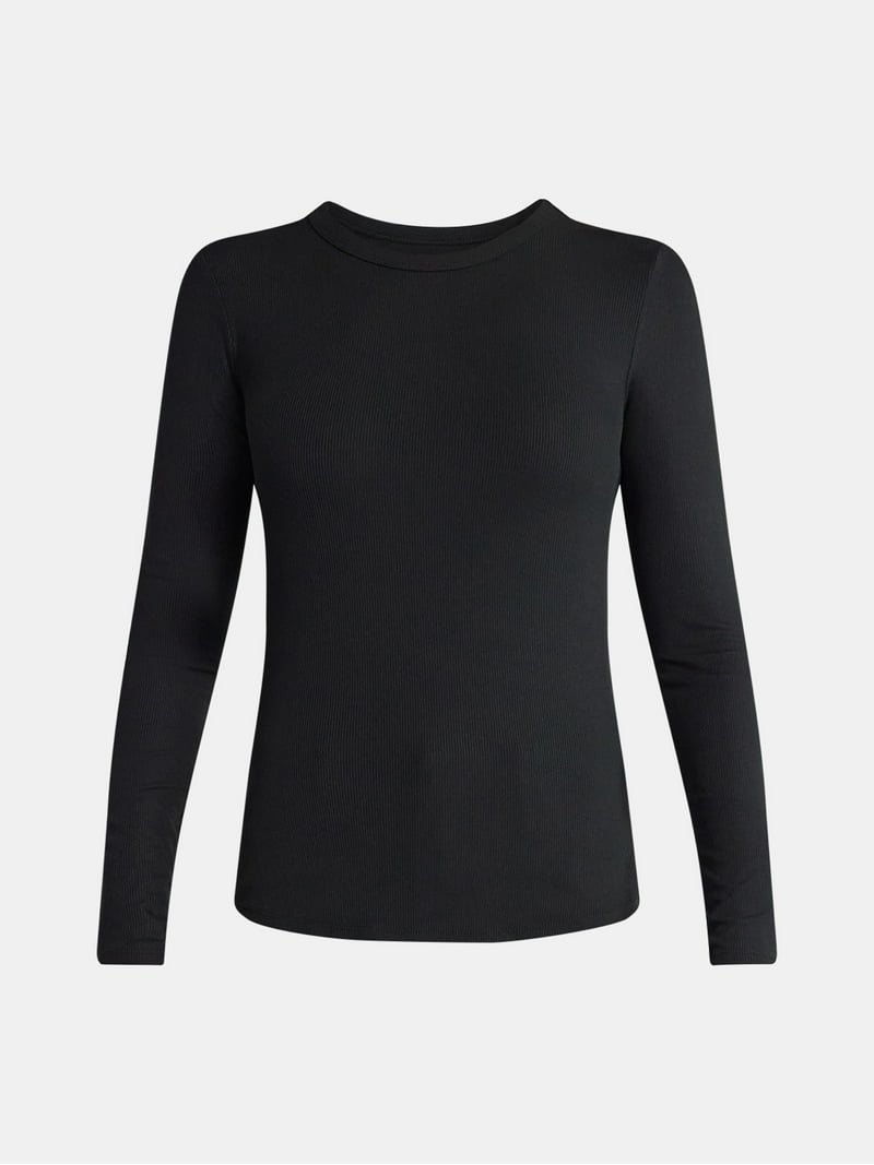 トップス NO MAINTENANCE ORI RIBBED LONG SLEEVE T No Boundaries Ribbed Crewneck Tee with Long Sleeves, 1 or 2-Pack