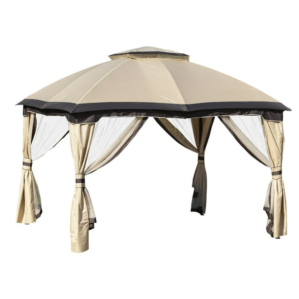 Outsunny 12' x 10' 2Level Outdoor Gazebo Tent with Zippered Mesh