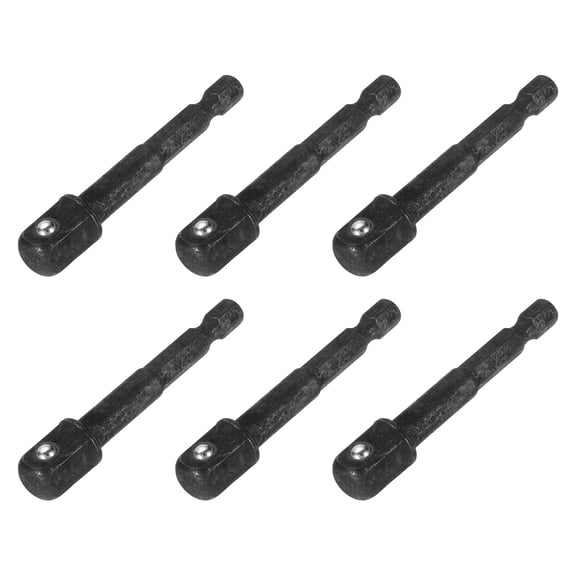 Uxcell 6Pcs Impact Socket Adapter 3/8" Square Drive 1/4" Hex Shank 2.6" Long Black