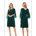 thumbnail image 2 of Womens Chiffon Dresses Flutter Sleeve Party Wedding Cocktail Dress Dark Green L, 2 of 5