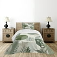 thumbnail image 4 of Ambesonne Monstera Quilted Bedspread Set 2 Pcs, Boho Love Mid Century Art, Twin Size, Reseda Green Taupe, 4 of 5