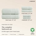 thumbnail image 3 of GOTS Certified, 100% Organic Cotton Bathroom Towel Set of 6, Made in Turkey - 2 Bath Towels, 2 Hand Towels & 2 Washcloths, Soft & Quick-Dry - Soft Sage, 3 of 8