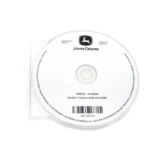John Deere X495/X595 Lawn & Garden Tractors Technical Manual CD - TM2024CD