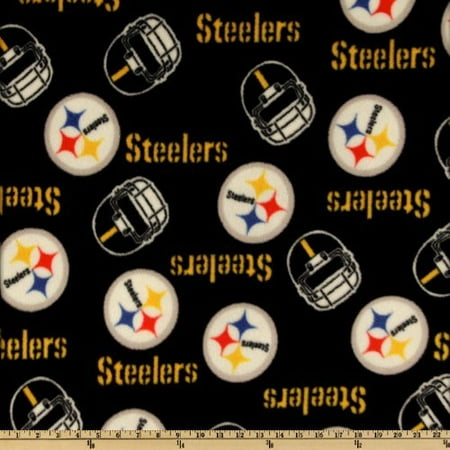 Nfl Team Fabric - NFL Fleece Pittsburgh Steelers Black Fabric By The Yard, 100% Polyester By Fabric Traditions