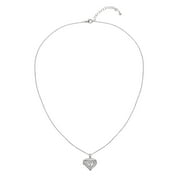 Believe by Brilliance Female Fine Silver Plated Heart Locket with CZ Pendant Necklace