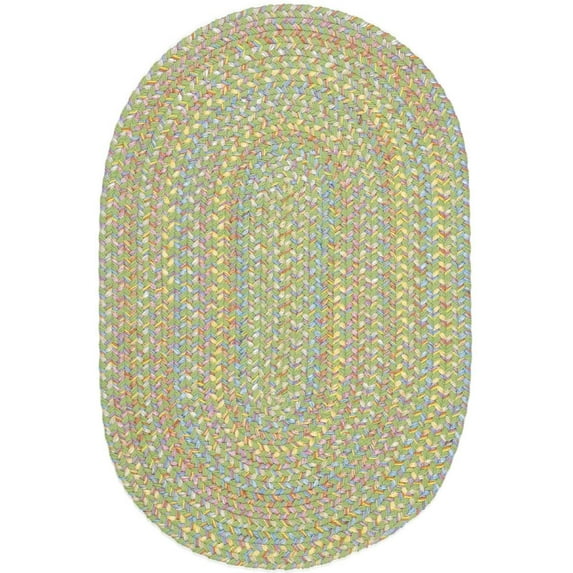 Green Rug Braided Design 3-Foot by 5-Foot Oval Soft Kids/Nursery Carpet