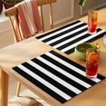 thumbnail image 4 of Black Striped Placemats Set of 6 Modern Simple Monochrome Geometric White Place Mats Indoor Wipeable Table Mats Washable Cloth Dining Table Placemats for Kitchen Holiday Party Home Decor 13x19 Inch, 4 of 9