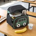 thumbnail image 5 of Lunch Bag for Women,Cute Car Printed Insulated Lunch Tote with Zipper & Handle | PU Leather Waterproof Lunch Box for Office Outdoor Picnic Camping and Study,Black, 5 of 7
