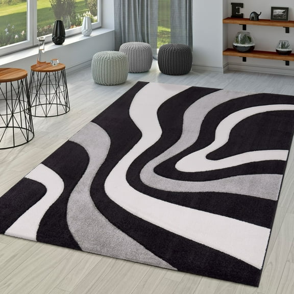 Modern Area Rug with Wave Pattern