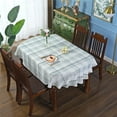 thumbnail image 3 of Oval Rustic Checkered Tablecloth Beige and Gray Heavy Duty Embroidery Cloth Wrinkle Resistant Washable Kitchen Living Room Home Decoration 60 x 84 inches Fabric, 3 of 6