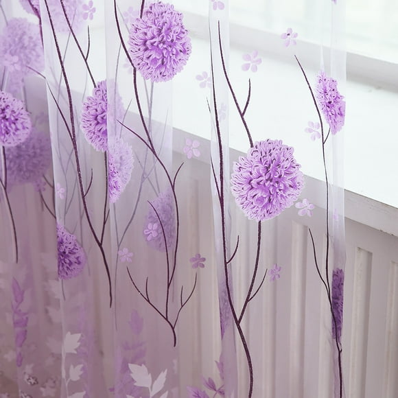 Pedty Curtain Panels Curtains for Living Room Leaves Sheer Curtain Tulle Window Treatment Voile Drape Valance 1 Panel Fabric