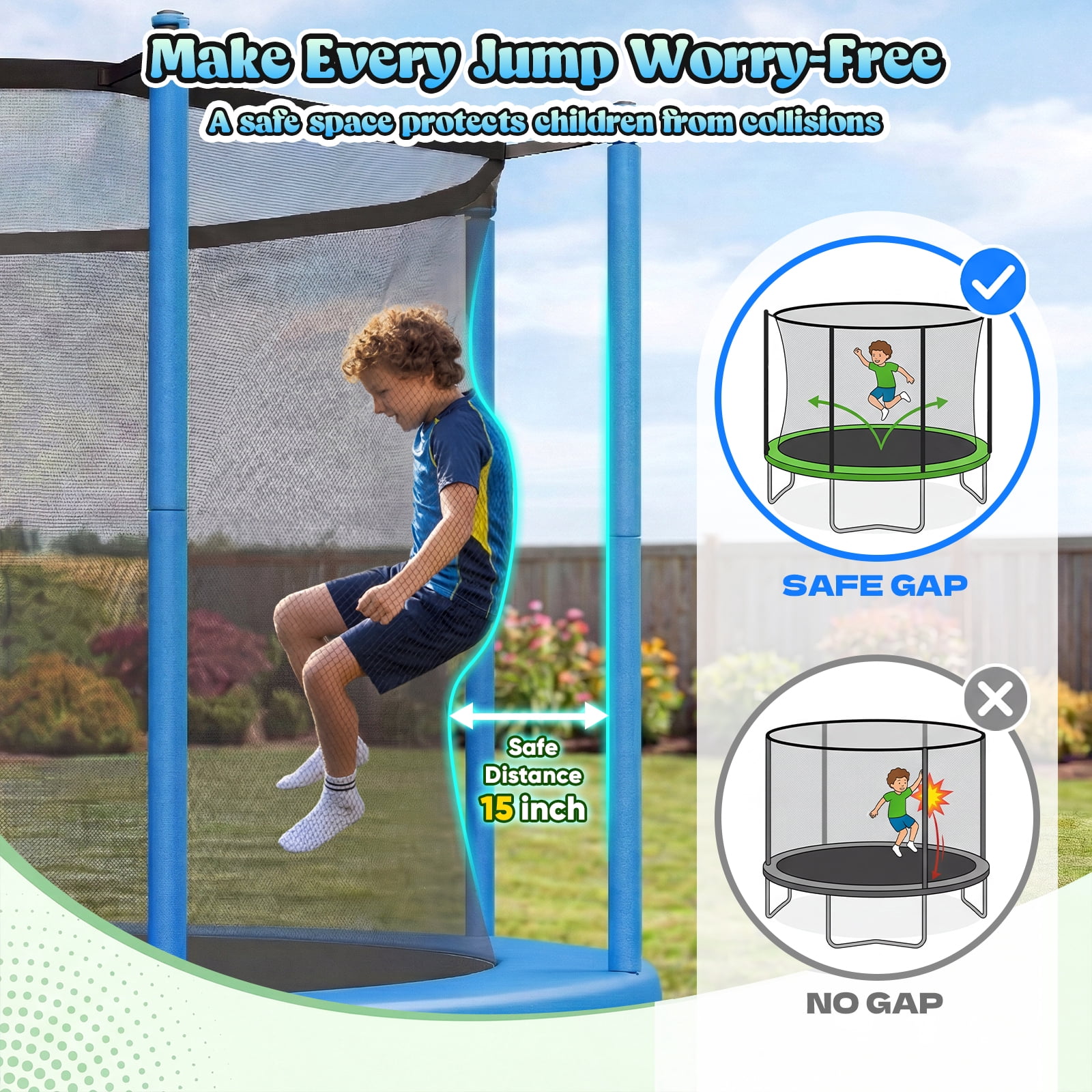 Outdoor Trampoline,Fashionsport Outfitters 14FT Trampoline, Recreational Backyard Trampolines Anti-Rust for Kids and Adults with Net and Ladder
