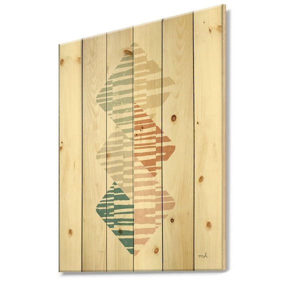 Designart 'Watercolor Geometric Triangle II' Transitional Print on Natural Pine Wood