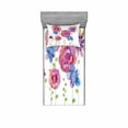 thumbnail image 2 of Flower Bedding Set with Sheet & Covers, Watercolors Illustration of Different Kinds of Flowers Boho Style Pattern, Printed Bedroom Decor 2 Shams, 4 Sizes, Pink Purple Blue, by Ambesonne, 2 of 3