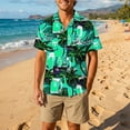 thumbnail image 2 of IWRICH Men's Hawaiian Plus Size Shirt Funky Beach Printed Tropical Beach Shirt Casual Button down Short Sleeve Floral Shirts Tops 01-Mint Green 4XL, 2 of 4