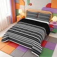 thumbnail image 2 of Erosebridal Minimalist Striped Full Size Comforter Sets,Stripes Art Bedding Comforter Set,Black Reversible,3 Pieces,1 Comforter and 2 Pillowcases, 2 of 7