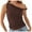 Brown, variant on Spring Tops for Women Women's Summer Solid Color Shoulder Slant Collar Fold Asymmetric Top Women's Tank Top Strap Top Cleavage Women Dressy Corsets Top for Women Top Blouse