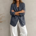 thumbnail image 6 of YgkuHd Fall Blazers for Women V-Neck Lapel Button Down Long Sleeve Cotton Linen Blend Vintage Suit Jacket Casual Work Outfits,Black_XL, 6 of 7
