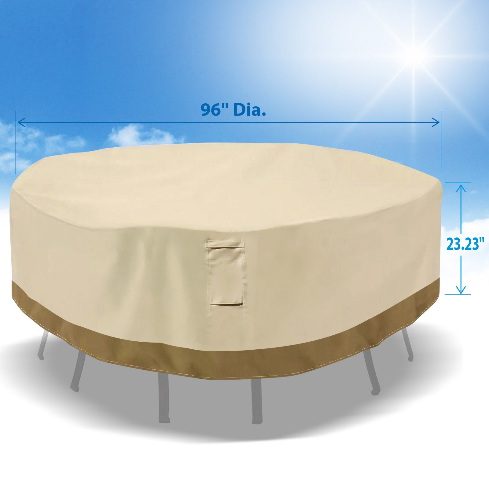SUNRISEUMBRELLA Large Protective Cover Patio Garden Round Table Chair Cover Outdoor Furniture Winter（8'Dia）