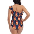thumbnail image 6 of Yiaed American Football and Fire Flames Print Women One Piece Swimsuits Tummy Control One Shoulder Bathing Suits Pattern Ruffle Swimwear-Large, 6 of 8