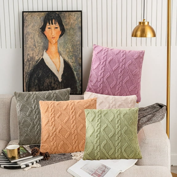 Yannianjz under $5 Throw Pillow Covers, Decorative Throw Pillow Covers, Knit Cushion Covers,Chunky Yarns Couch Pillow Covers for Sofa Living Room Home Decor