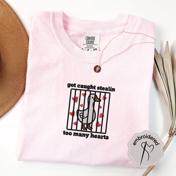 Embroidered Funny Valentine's Day Shirt: Silly Goose Got Too Silly Valentine T-Shirt and Sweatshirt