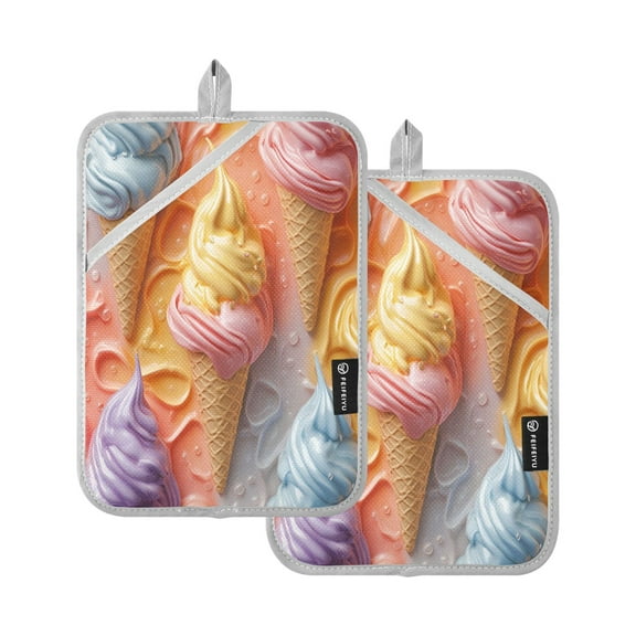 BZSMCE Pot Holder Oven Mitts Cooking baking Colorful Ice Cream Creative Pattern Size:7x9.8in