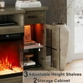 thumbnail image 5 of DreamCurship Fireplace TV Stand for TVs up to 80", Farmhouse TV Stand with Electric Fireplace, Glass Door Entertainment Center with Led Light, Media Console Table for Living Room, Gray, 5 of 7