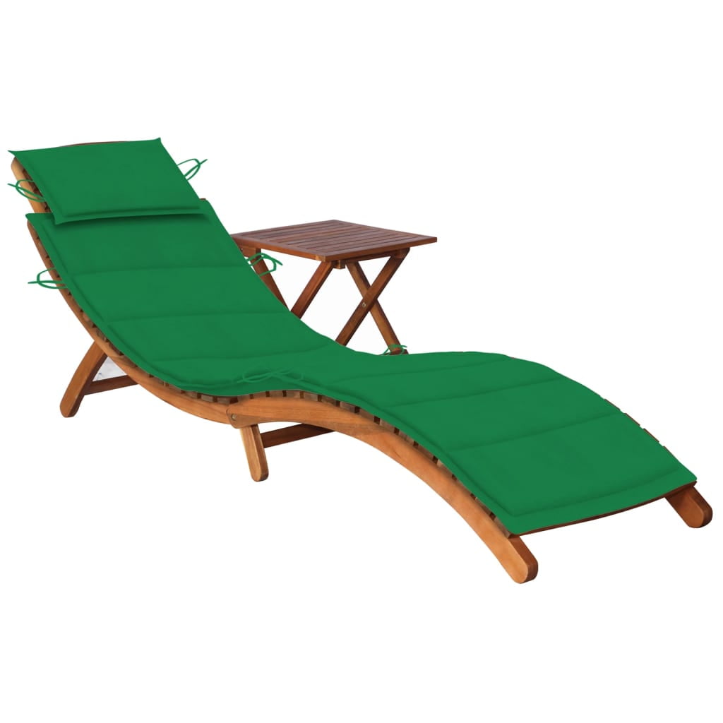 tweedehands monster iets vidaXL Patio Sun Lounger with Table and Cushion Solid Acacia Wood -  Walmart.com