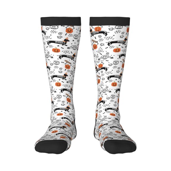 Balery Halloween Dachshund Printed Novelty Socks Men's Women's Crew Socks Sports Socks Knee High Socks Cotton Socks Quirky and Cool Socks