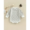 thumbnail image 4 of Baby Boys Long Sleeve Sweatshirt Romper Checkboard Patterns Letter Printed Casual Playsuit One-Piece Outfits, 4 of 9