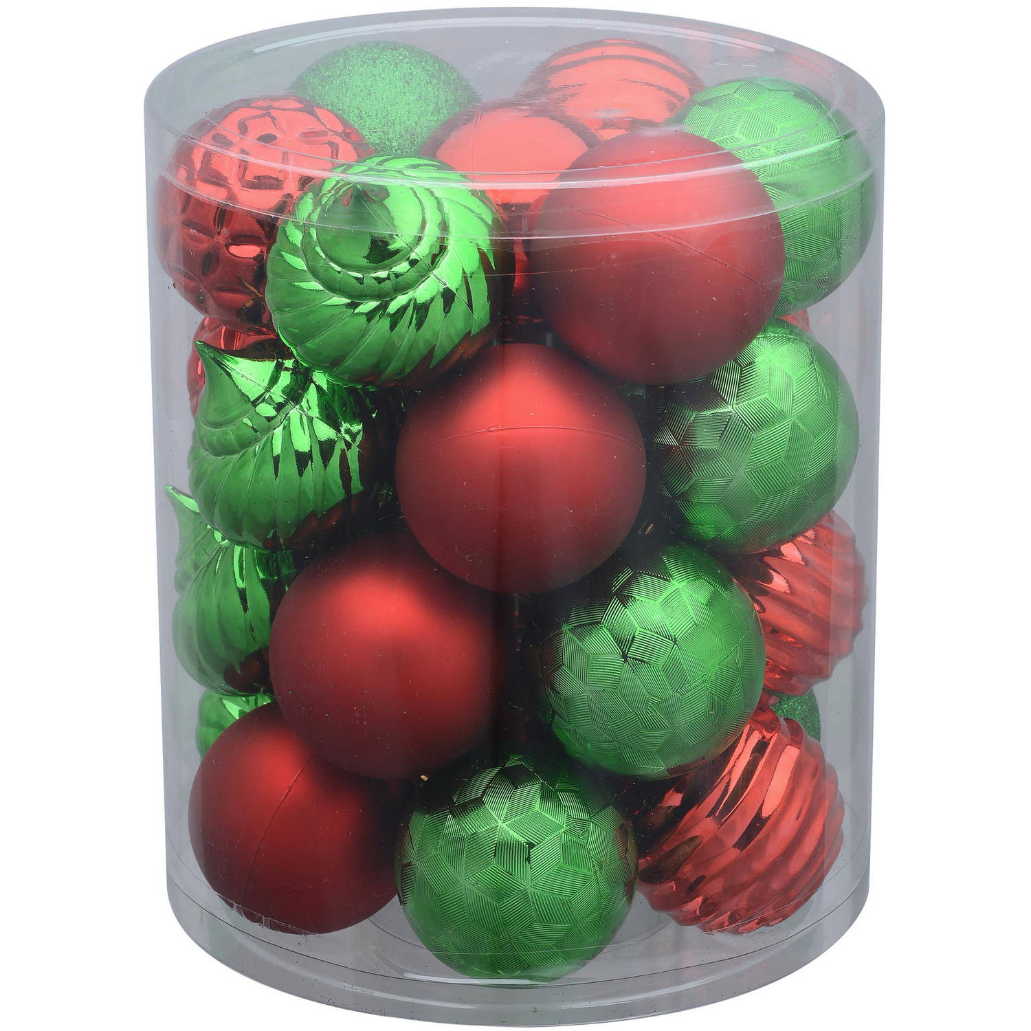 Holiday Time 26Pack Red/Green Matte Glitter Ornaments