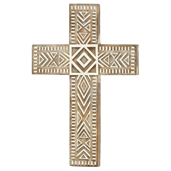 Dicksons Whitewash Geometric 7 x 10 Resin Hanging Wall Cross