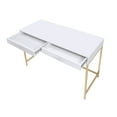 thumbnail image 2 of Two Drawers Wooden Desk with Tubular Metal Base, White and Gold, 2 of 4