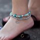 thumbnail image 2 of Blue Turtle Anklets for Women Girls Multilayer Beads Handmade Beach Ankle Bracelet Set Boho Foot Jewelry Single - Siler Wave -, 2 of 3