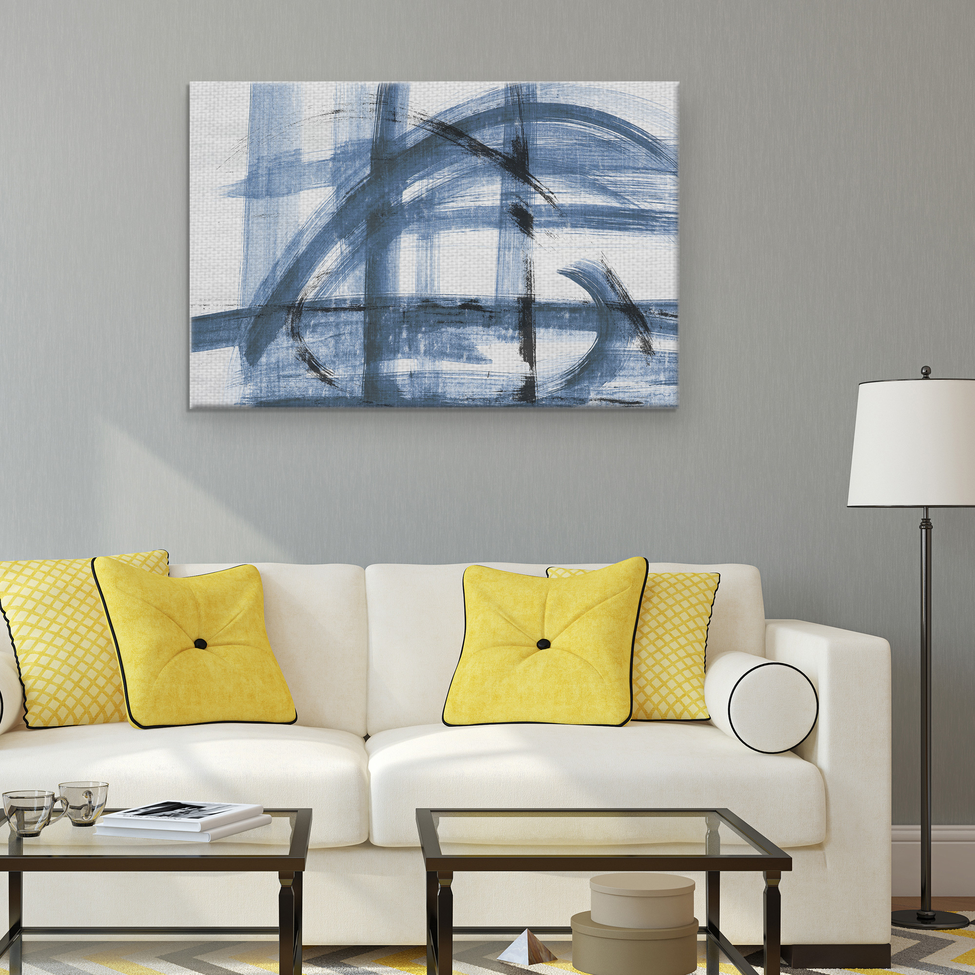 Masterpiece Art Gallery Gold Study I Indigo Abstract By Studio Arts Canvas Art Print 24" x 36"