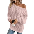 thumbnail image 2 of Womens Fall Sweaters Off The Shoulder Batwing Sleeve Textured Knit Tops Oversized One Shoulder Sweater, 2 of 5