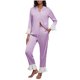 thumbnail image 3 of RKSTN Women's Lapel Pajamas Sets Plus Size Turndown Collar Button Down Long Sleeve T Shirts Top and Pants 2 Piece Matching Set Casual Solid Oversized Loose Sleepwear Blouses and Pant Loungewear Set, 3 of 8