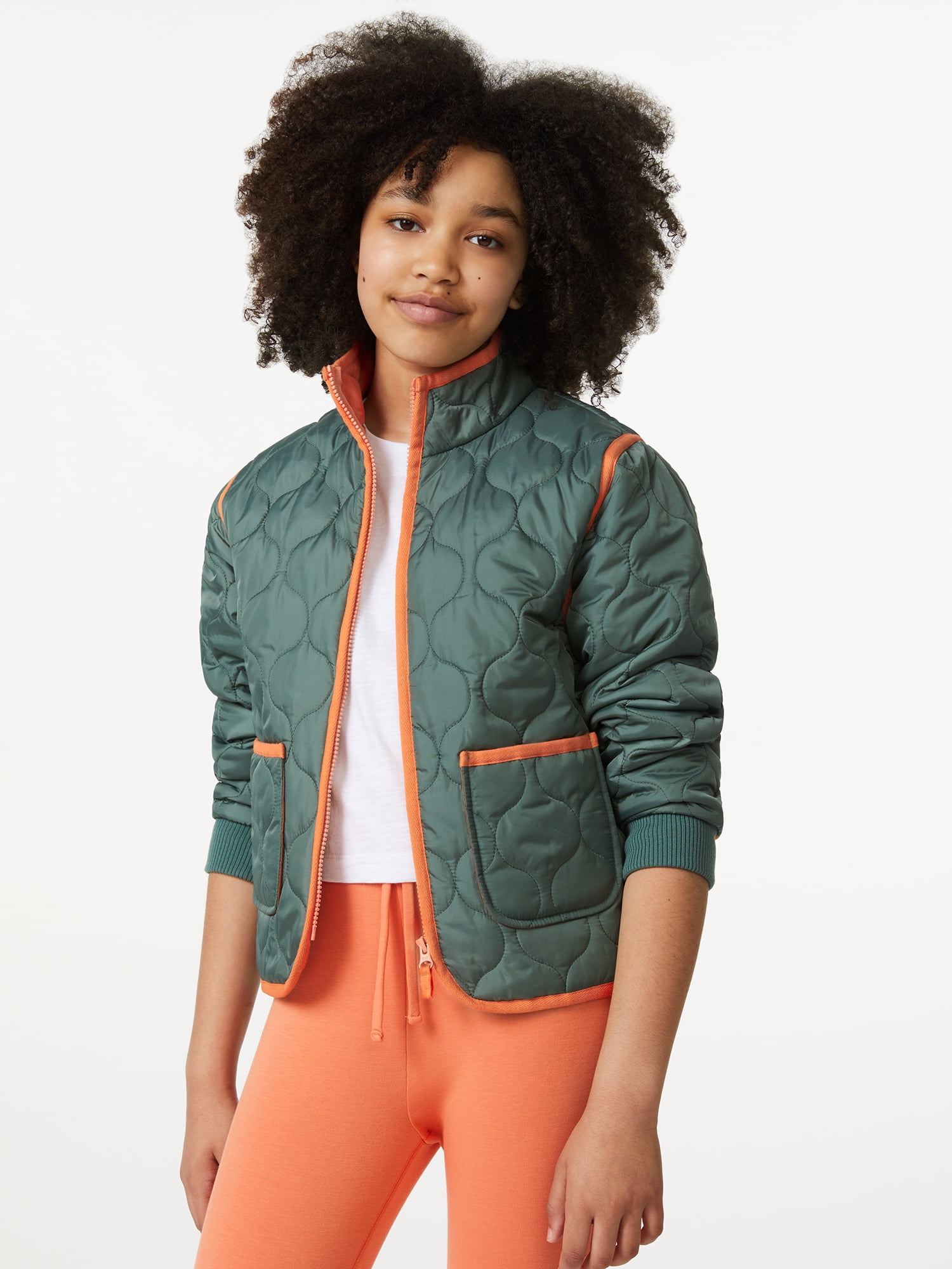 Free Assembly Girls Lightweight Quilted Jacket, Sizes 4-18