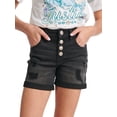 thumbnail image 3 of Justice Girls High Rise Button Front Denim Shorts, Sizes 6-14, Slim & Plus, 3 of 5