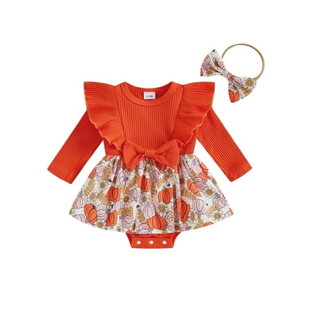 

Bmnmsl Baby Girls Rompers Dress Halloween Clothes Bodysuits with Headband