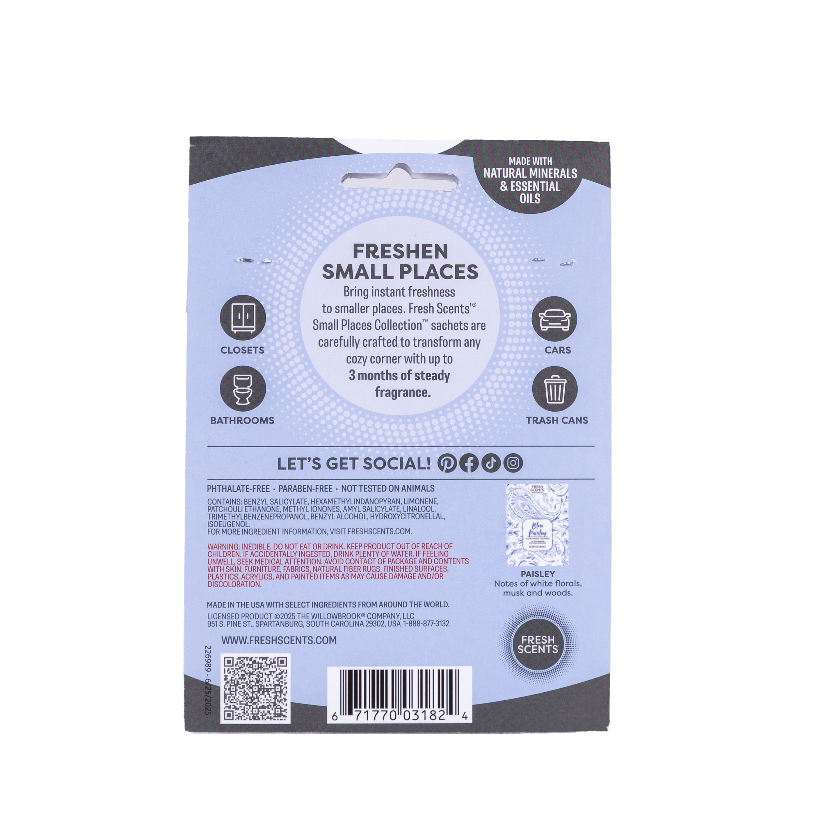 (2 pack) Paisley - Fresh Scents 2 Pack scented sachet - Small Places Collection