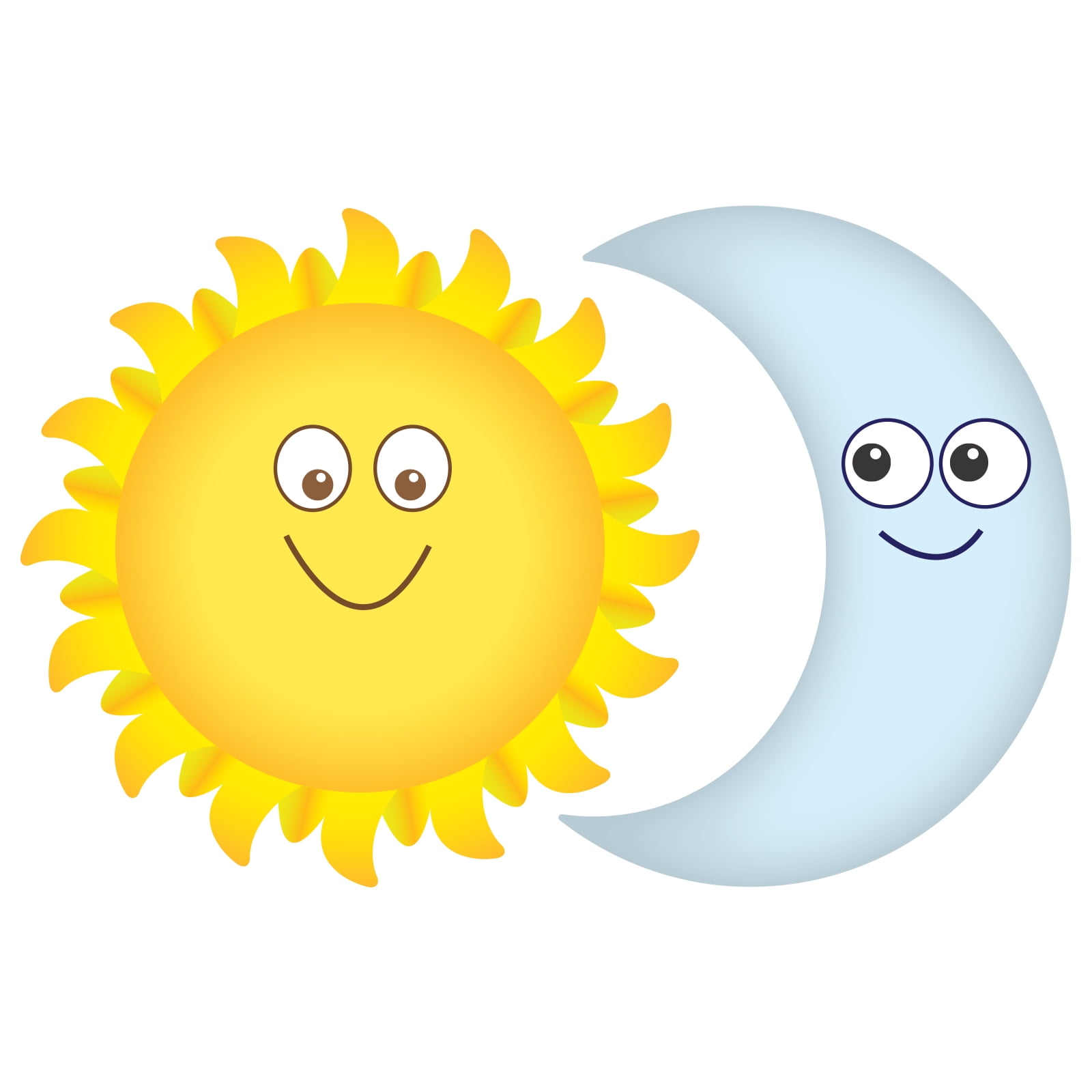 Sun and Moon Smiling Wall Decals Graphic Peel and Stick Removable 1