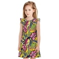 thumbnail image 1 of Balery Colrful Tropical Leaves Camisón de princesa para niñas, pijama de algodón con mangas abullonadas, suave y bonito.-X-Large, 1 of 6