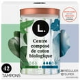 thumbnail image 2 of L. Tampons en Coton Absorption Régulière/super, Ensemble Multiple, Sans Blanchiment au Chlore, Pesticides, Parfums Ni Colorants, 2 of 21