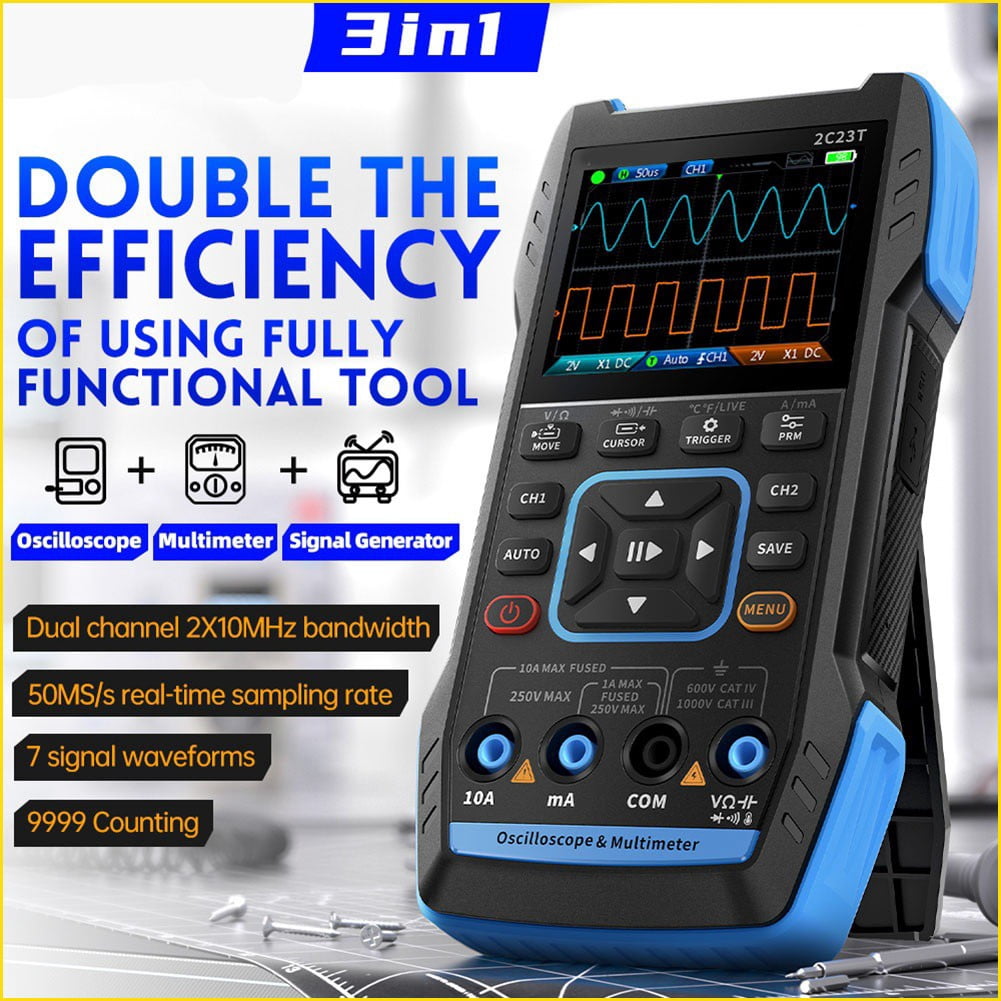 2C23T Handheld Digital Dual Channel Oscilloscope Multimeter 3in1 SignalGenerator