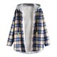 thumbnail image 2 of ICHUANYI Clearance Women's Casual Long Sleeve Plaid Buttoned Curved Hem Hooded Warm Coat Jacket(Blue, XL) ICHUANYI WER2023081402634, 2 of 6