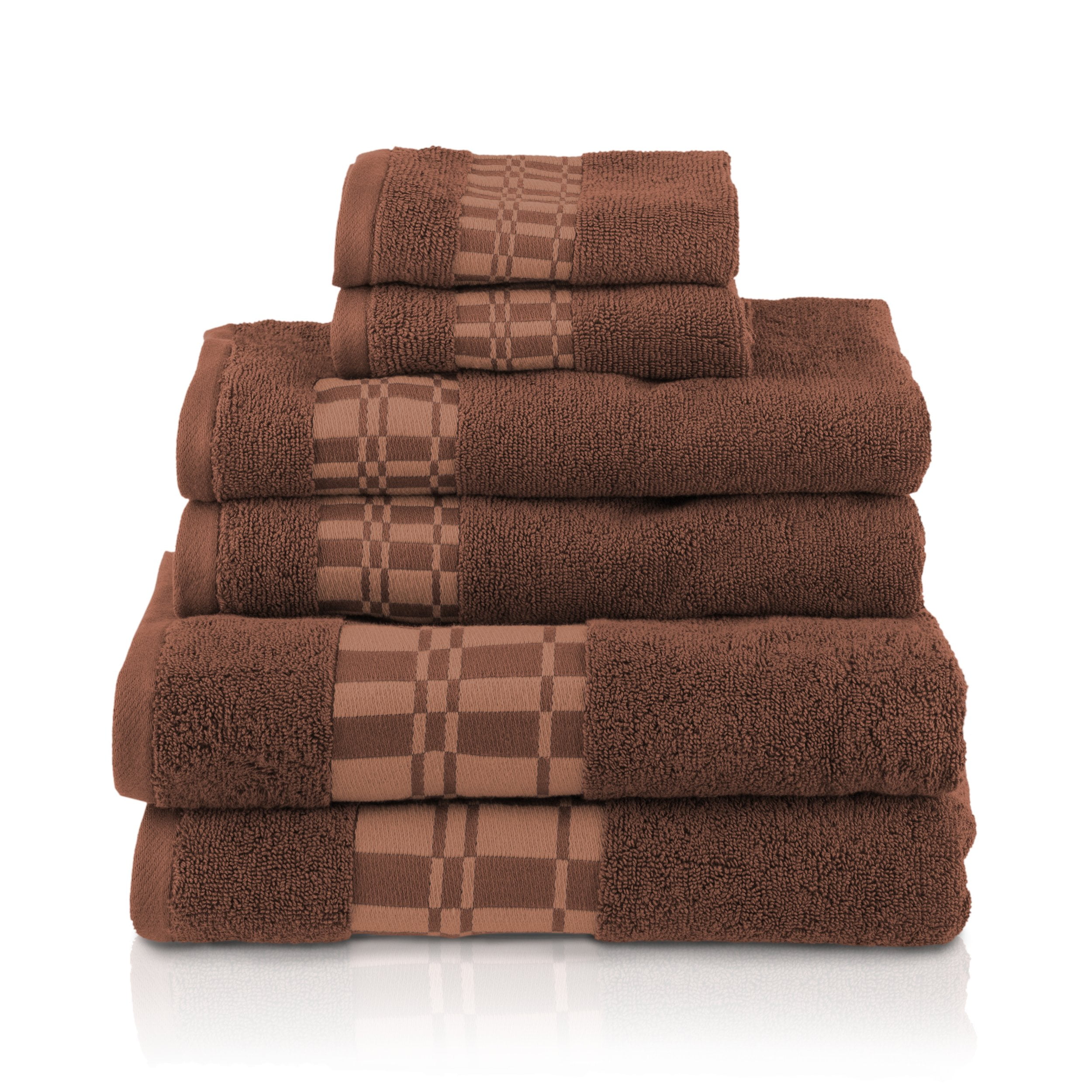 Larissa 100 Combed Cotton 550 GSM Checkered Border 6Piece Towel Set
